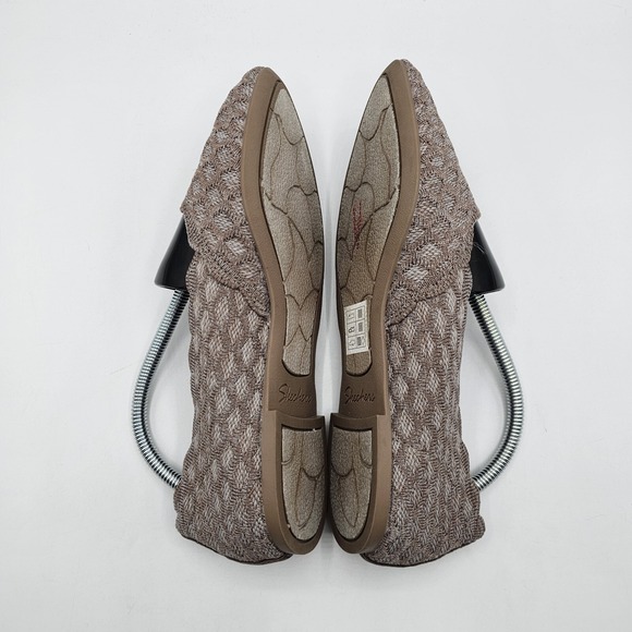 Skechers Womens Cleo Honeycomb Flats Size 6 Taupe Woven Stretch Cushioned 44882 - Picture 7 of 13